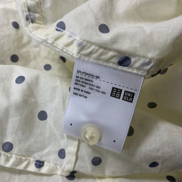 UNIQLO Shirt Womens Medium Button Up Blouse Top Polka Dot Long Sleeve - Picture 8 of 8